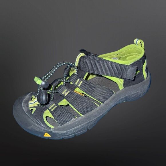 Keen Little Kids' Newport H2 Black/Neon Green Sandal Size 1 - Picture 2 of 7